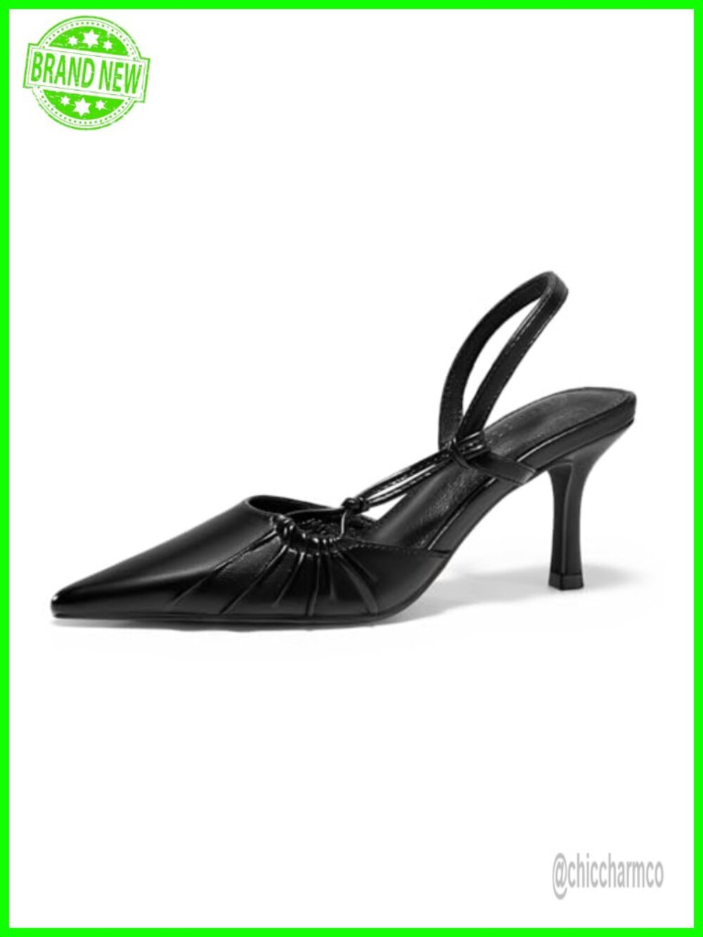 Womens Slingback Kitten Heels Closed Pointed Toe Pumps D'Orsay Party Dress Shoes